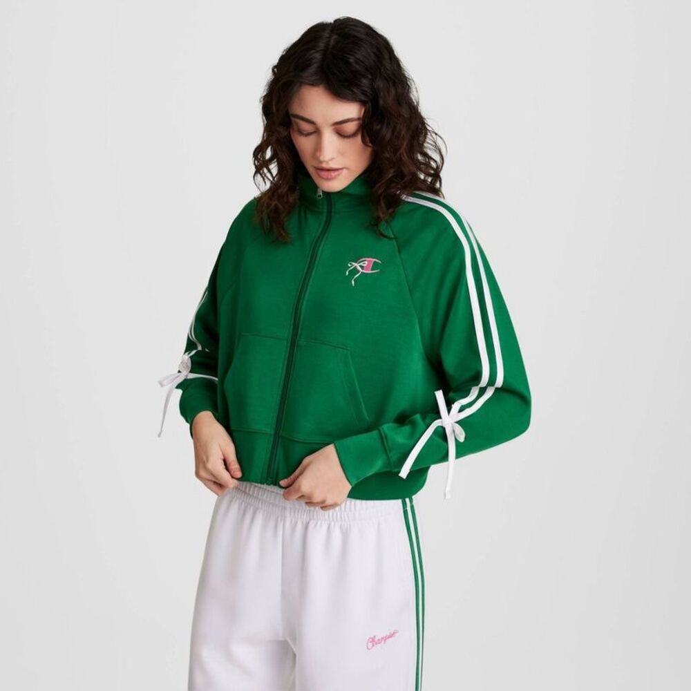 Champion Women's In the Stands Full Zip Top - Green S